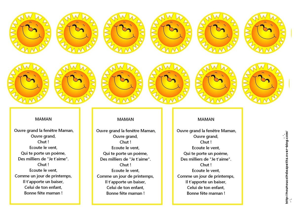 fete des meres Le blog de nounoucoindespetits Carte " maman tu es mon rayon de soleil "