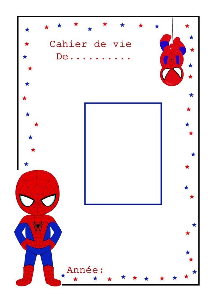 .. Couverture cahier de vie modèle spiderman ..