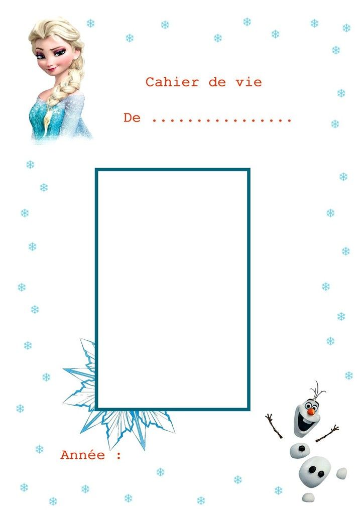 .. Couverture pour cahier de vie reine des neiges ..