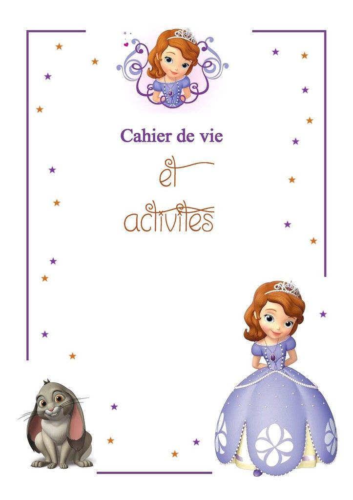 .. Couverture cahier de vie princesse sofia ..