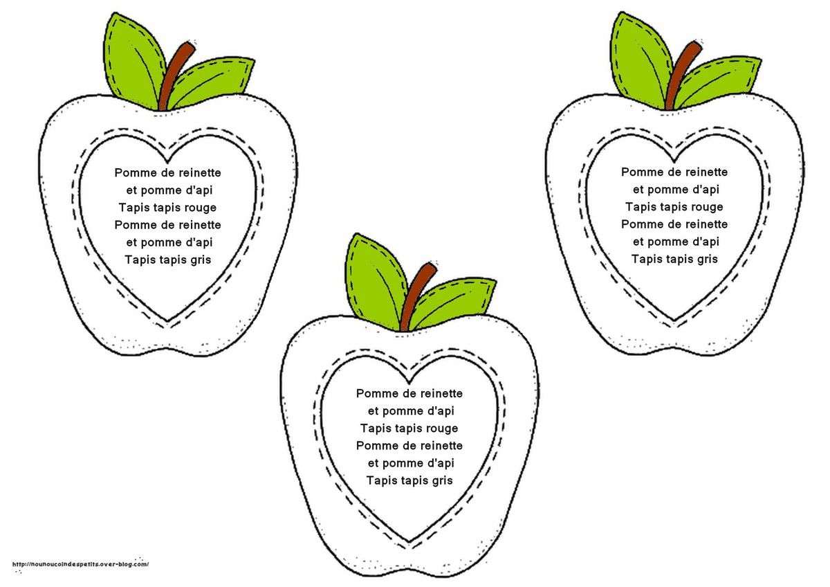 Comptine Pomme De Reinette à Imprimer Pomme de reinette et pomme d'api .. - Le blog de nounoucoindespetits