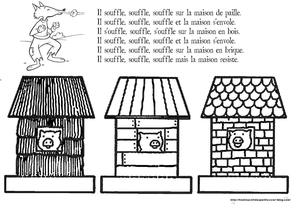 Les 3 Petits Cochons Coloriage