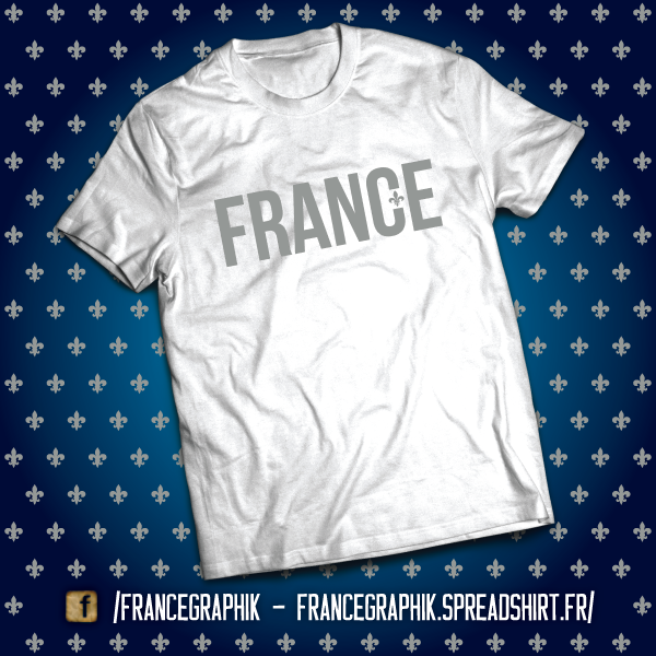 France - Fleur de Lys - disponible en T-shirt, débardeur, sweatshirt, casquette, mug, tasse, sac, bag, badge, body, etc...
