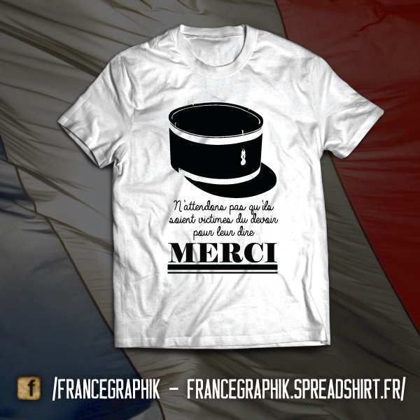 T-shirt - Victime du devoir - Gendarme - disponible en T-shirt, débardeur, sweatshirt, casquette, mug, tasse, sac, bag, badge, body, etc...