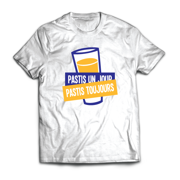 Tee shirt: France - Provence-Alpes-Côte d'Azur - PACA - Humour - Pastis un jour, Pastis toujours.