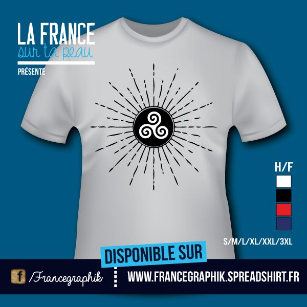 T-shirt: France - Bretagne - Triskel étoilé - disponible en T-shirt, débardeur, sweatshirt, casquette, mug, tasse, sac, bag, badge, body, etc...