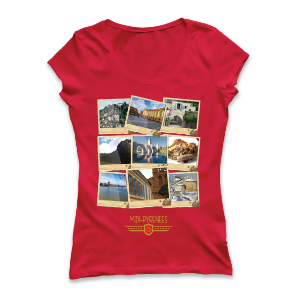 T-shirt: France - Midi-Pyrénées - Polaroïds - disponible en T-shirt, débardeur, sweatshirt, casquette, mug, tasse, sac, bag, badge, body, etc...