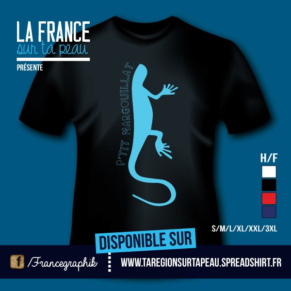 T-shirt: Guadeloupe - P'tit Margouillat - disponible en T-shirt, débardeur, sweatshirt, casquette, mug, tasse, sac, bag, badge, body, etc...