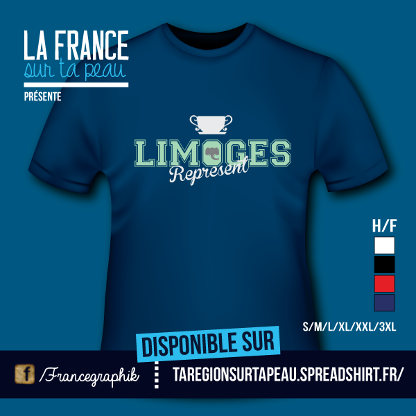 T-shirt France - Limousin - Limoges represent - Porcelaine.