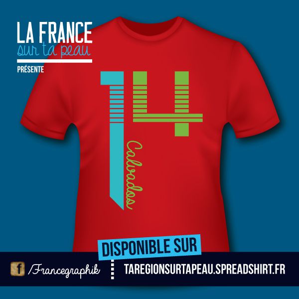 T-shirt France - Basse et Haute Normandie - Calvados - Département 14.