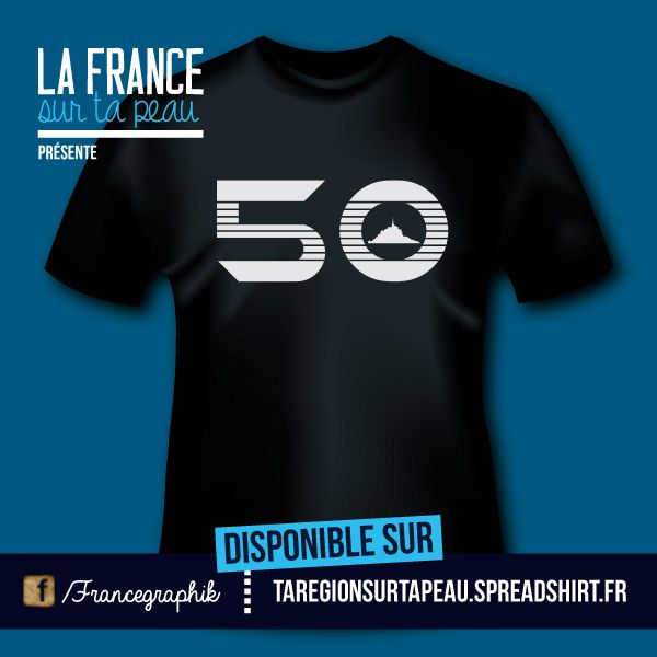 T-shirt France - Basse et Haute Normandie - La Manche - Département 50.