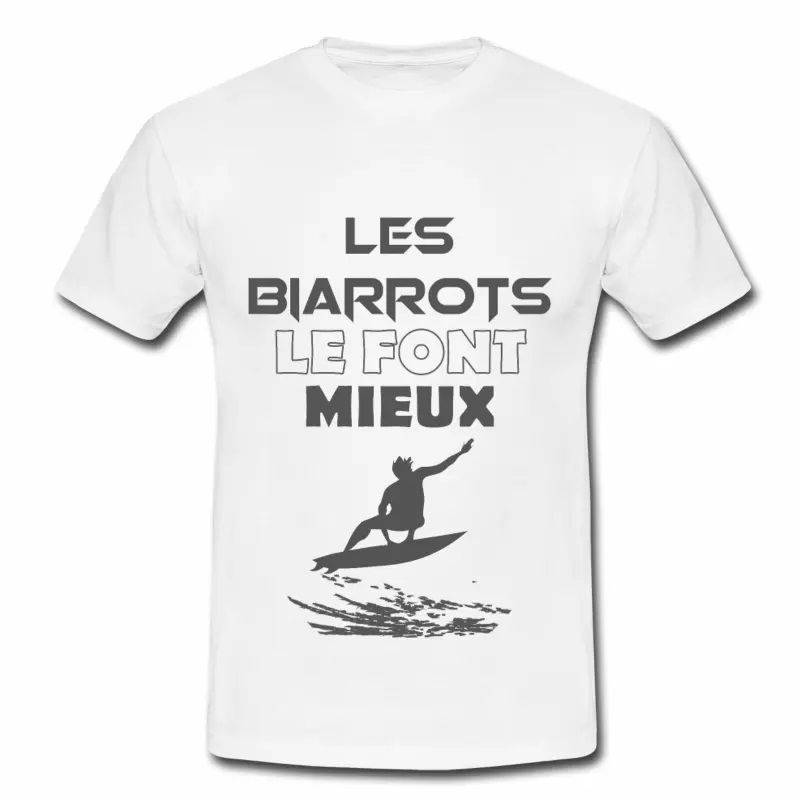 T-shirt Tee shirt pour Hommes France Aquitaine Pyrénées-Atlantiques 64 Biarritz - Les Biarrots le font mieux 2 - Surf blanc