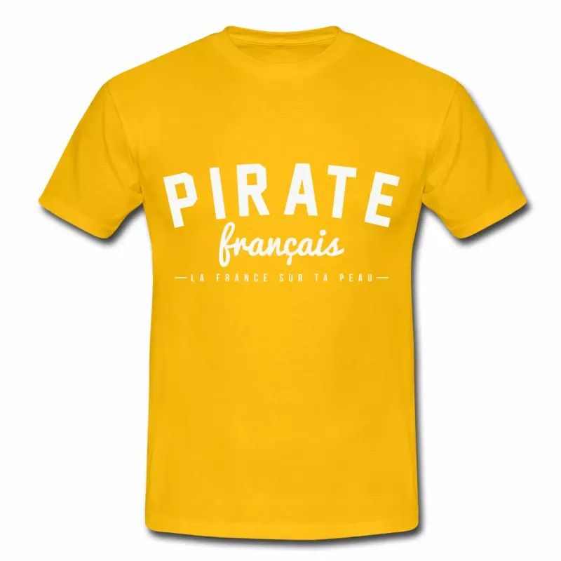 T shirt jaune pour hommes du Pirate Français