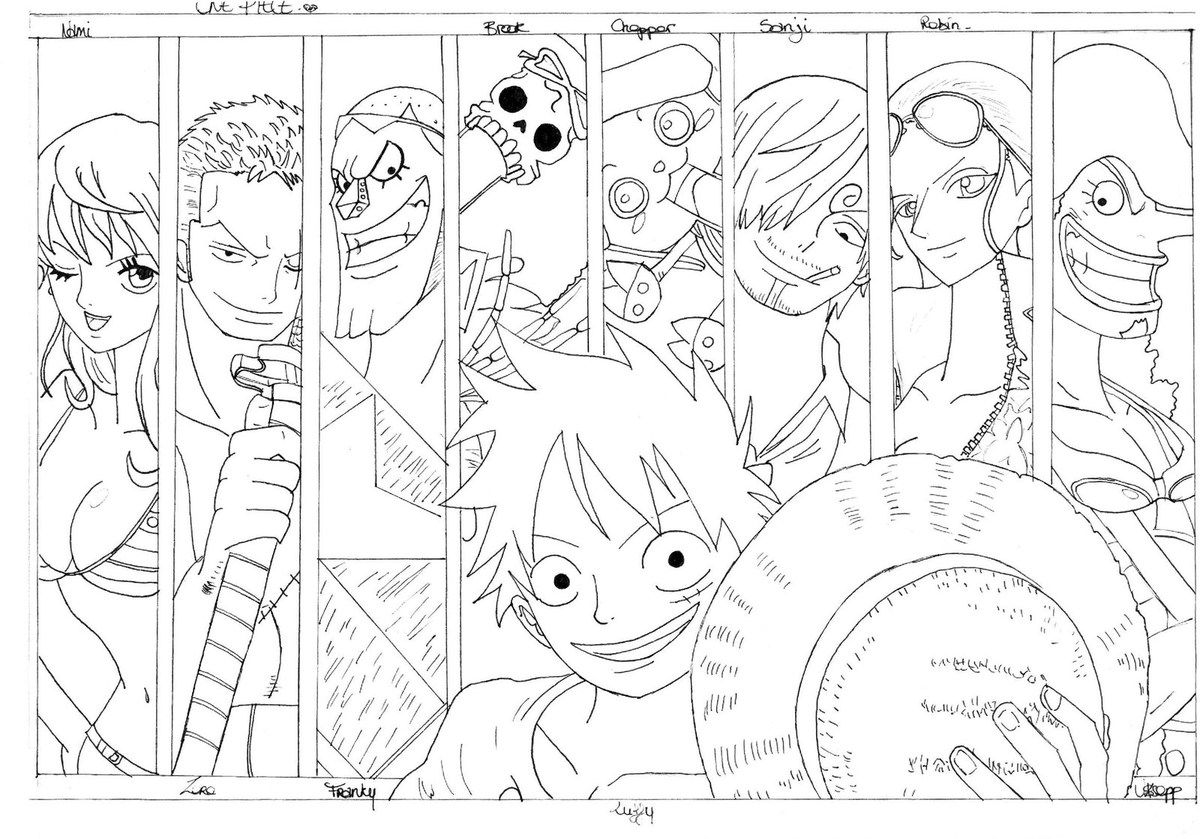 Coloriage One Piece Tout L équipage Hop ! une idée, et hop un dessin ! x) - A fond le Dessin.. et les mangas !