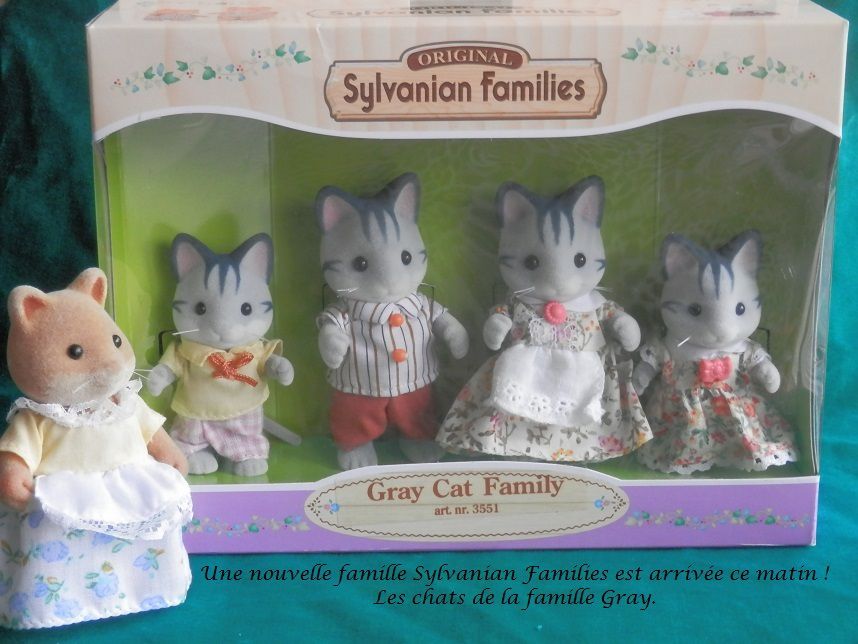 Sylvanian Families – Famille Harvey Chat Gris – Harvey Grey Cat Family  (Figurines)
