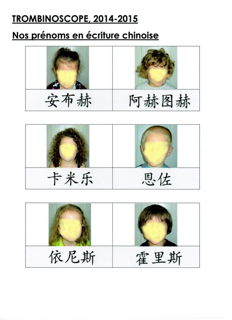 LA CHINE, trombinoscope en calligraphie chinoise école maternelle Gellow