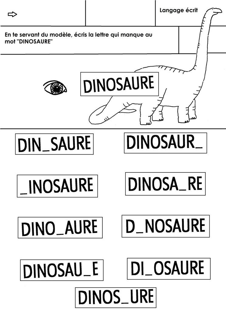 Mais qu'est ce donc : Ecrire le mot dinosaures – MC en maternelle