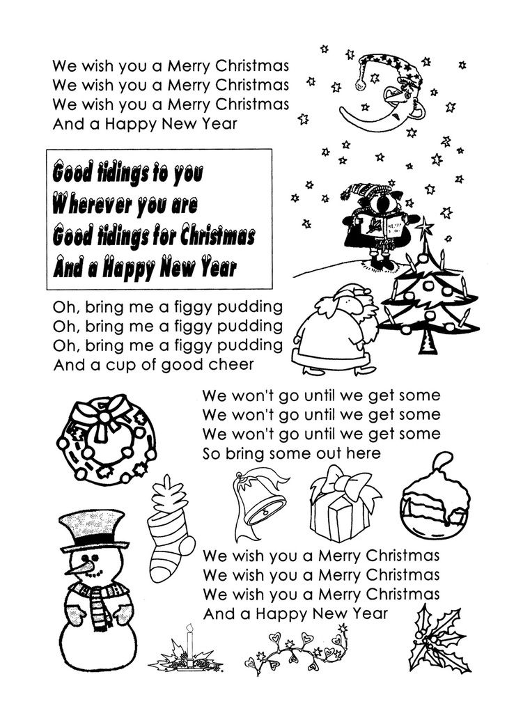 Noël paroles du chant " We wish you a merry christmas " - école maternelle  Gellow