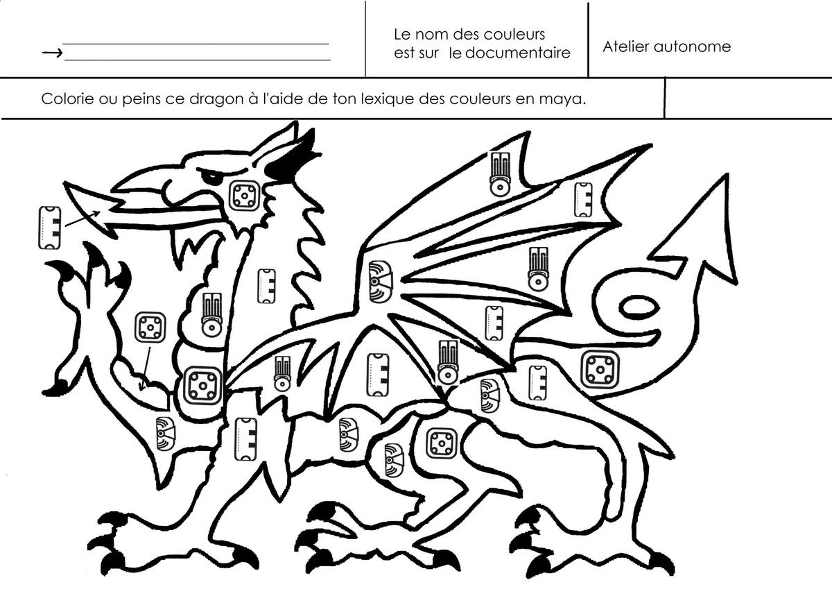 culture maya atelier autonome coloriage école maternelle Gellow culture maya atelier autonome coloriage
