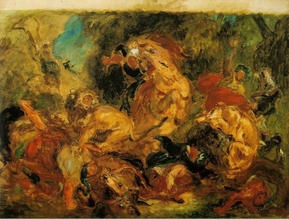 Eugène Delacroix - La chasse aux lions - esquisse de 1865
