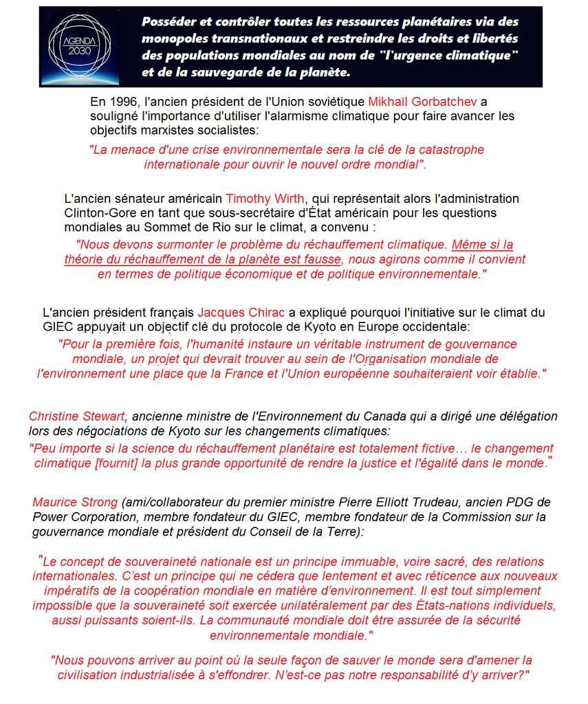 L�Agenda 2030, &quot;l�urgence climatique&quot; et la gouvernance