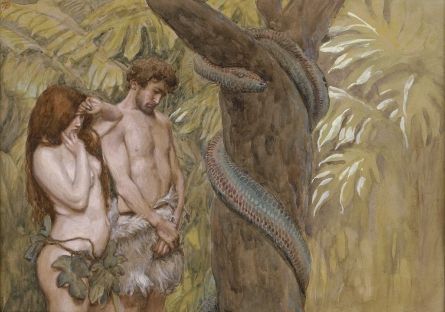 La honte de la nudité : Adam et Eve par E. James Tissot (19ème siècle) 