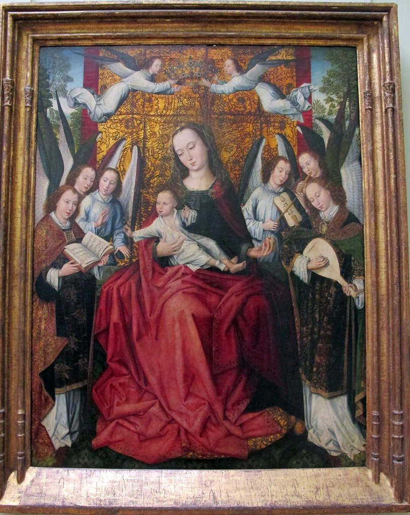 Maître du feuillage (Flandres vers 1480-1510) : Vierge à l'enfant entourée d'anges (Musée du Louvre)