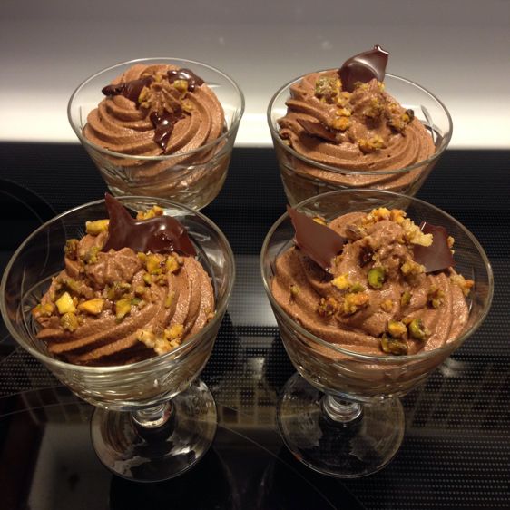 Mousse chocolat au praline à la pistache