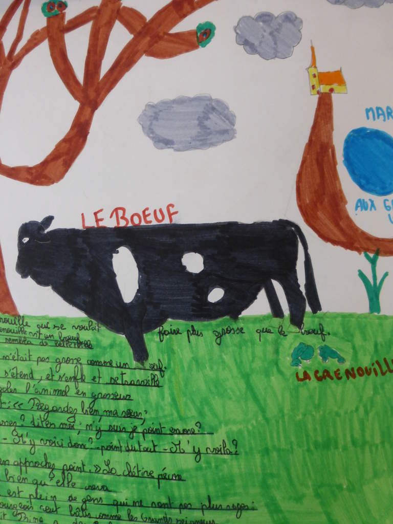 La Grenouille Et Le Boeuf Dessin Facile Pour faire le dessin d'un poème : La grenouille qui veut se faire aussi  grosse que le boeuf - Jean de La Fontaine - CM2 Sévigné Narbonne