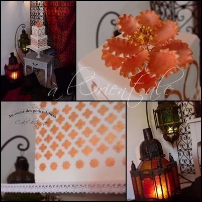 Wedding cake Oriental blanc et or