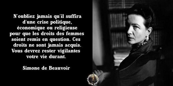 Résultat de recherche d'images pour "citation simone de beauvoir droit des femmes"