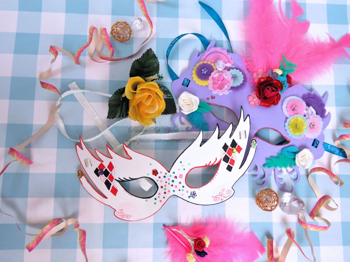 Réaliser : Deux décorations de Masques pour Carnaval - PassionS