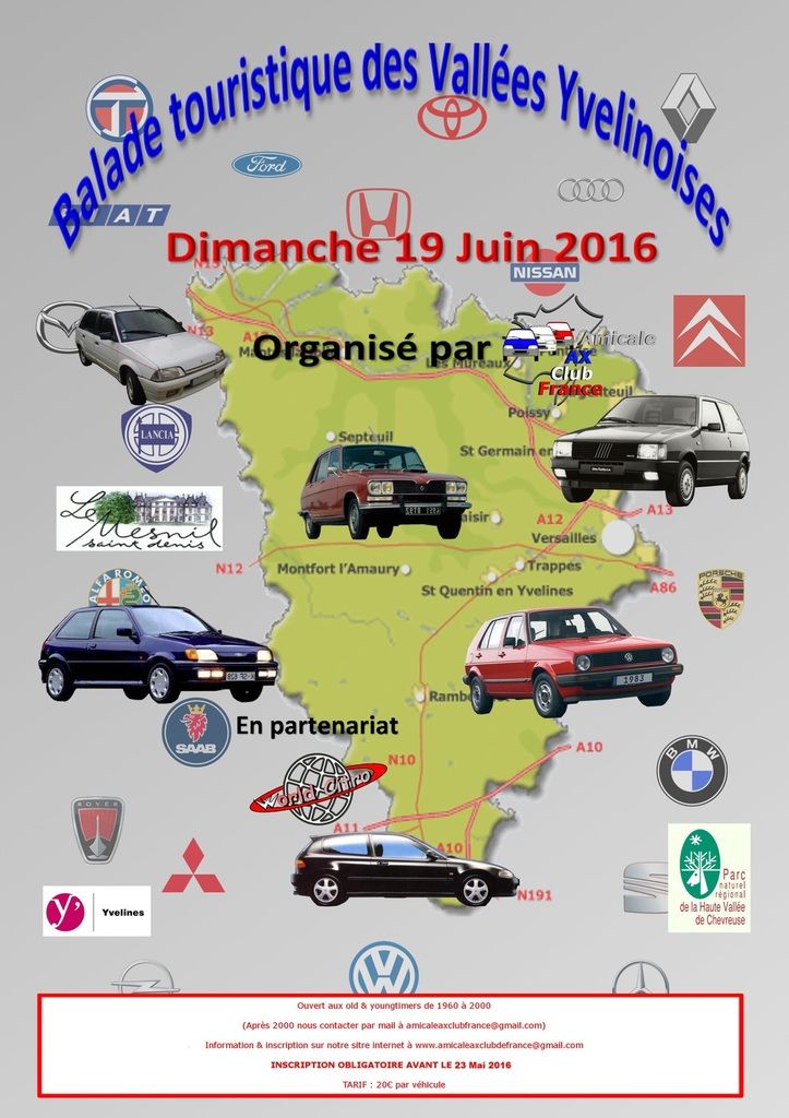 voitures anciennes, balade touristique dans les yvelines dimanche 19