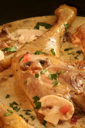 Cuisse de poulet aux champignons et crème - Les recettes d'Audrey