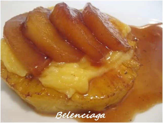 piña con manzana caramelizada