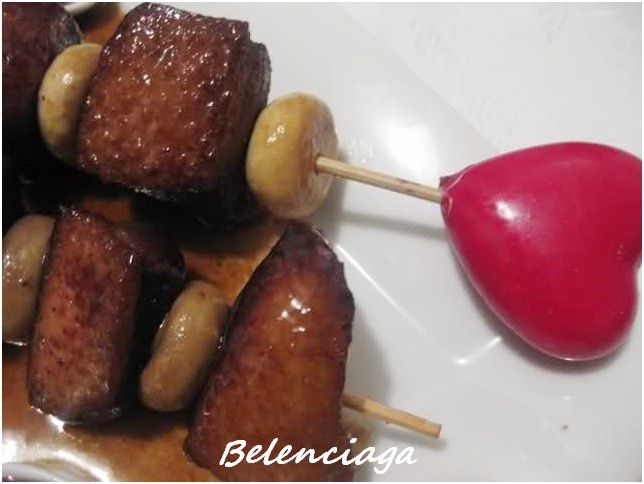 brochetas de pato