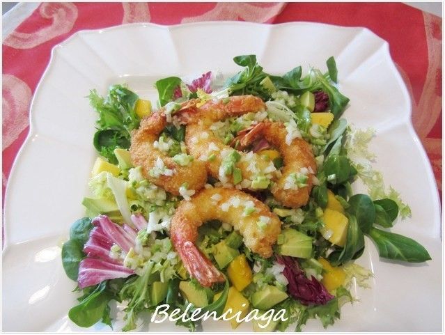 ensalada langostinos mango