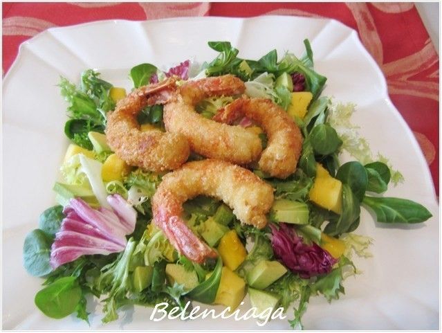 ensalada langostinos mango