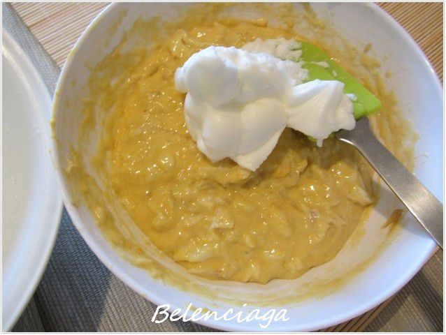 Bizcocho bacalao con langostinos