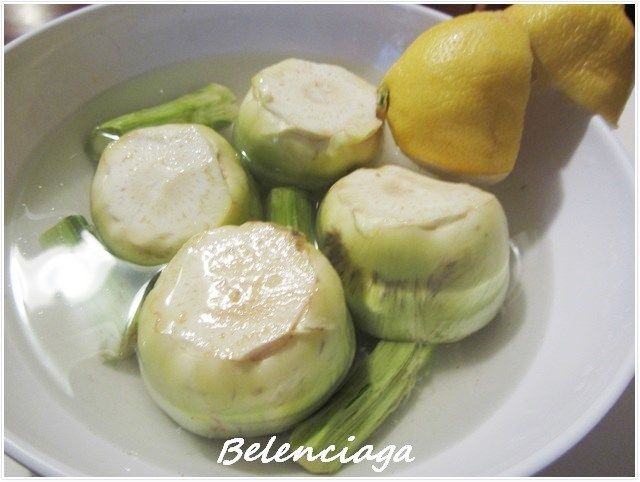 Alcachofas rellenas ternera guisadas
