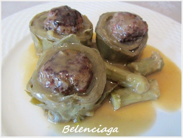 Alcachofas rellenas ternera guisadas