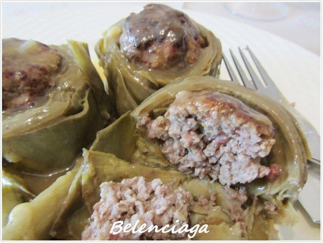 Alcachofas rellenas ternera guisadas