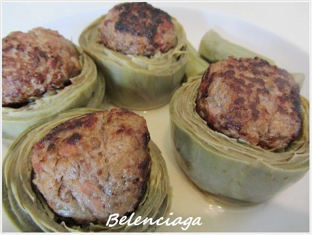 Alcachofas rellenas ternera guisadas