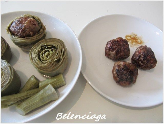 Alcachofas rellenas ternera guisadas