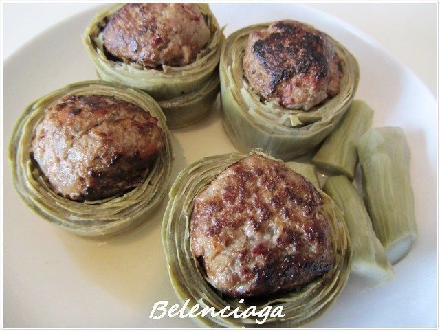 Alcachofas rellenas ternera guisadas