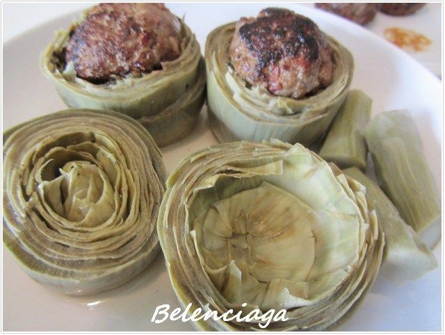 Alcachofas rellenas ternera guisadas