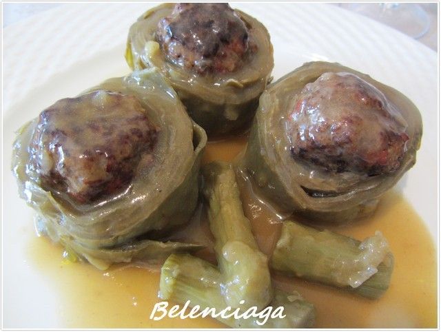 Alcachofas rellenas ternera guisadas
