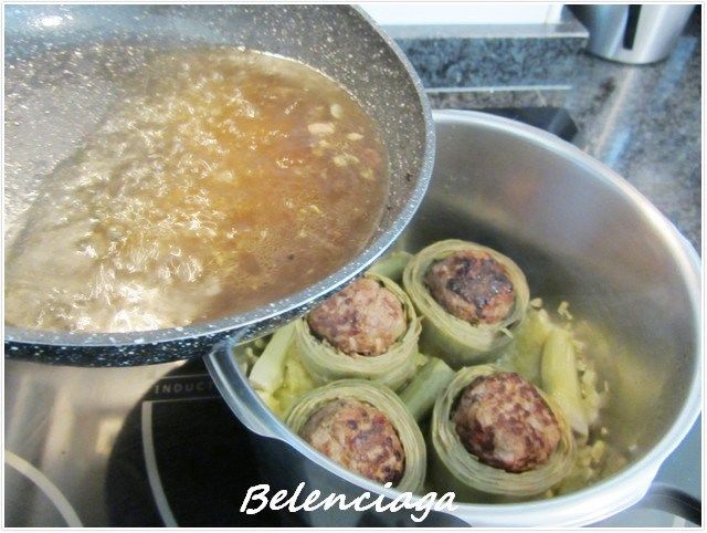 Alcachofas rellenas ternera guisadas