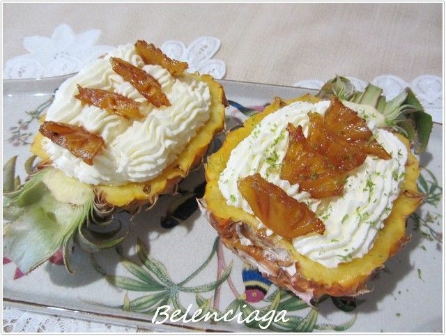 piña rellena crema queso