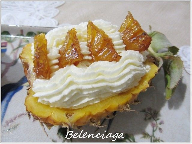 piña rellena crema queso